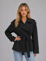 Women’s Short Trench Coat – Belted Double Breasted Jacket