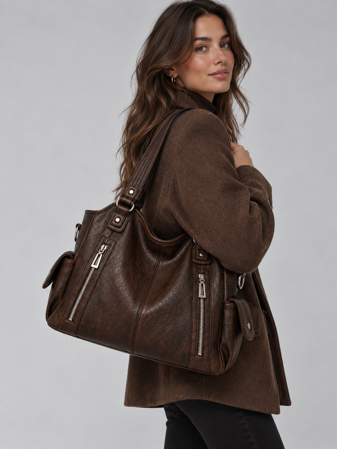 Women’s Spacious Shoulder Bag – Multi Pocket Tote Handbag