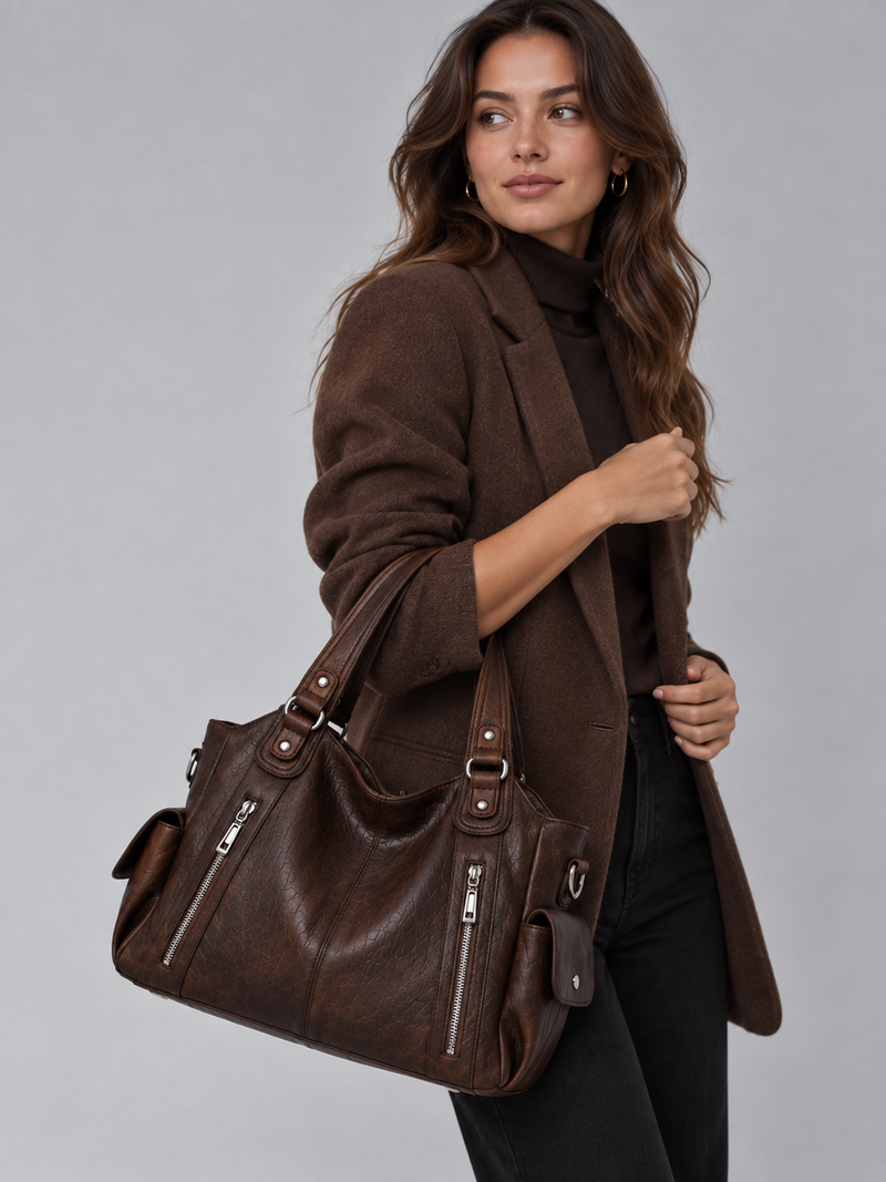 Women’s Spacious Shoulder Bag – Multi Pocket Tote Handbag