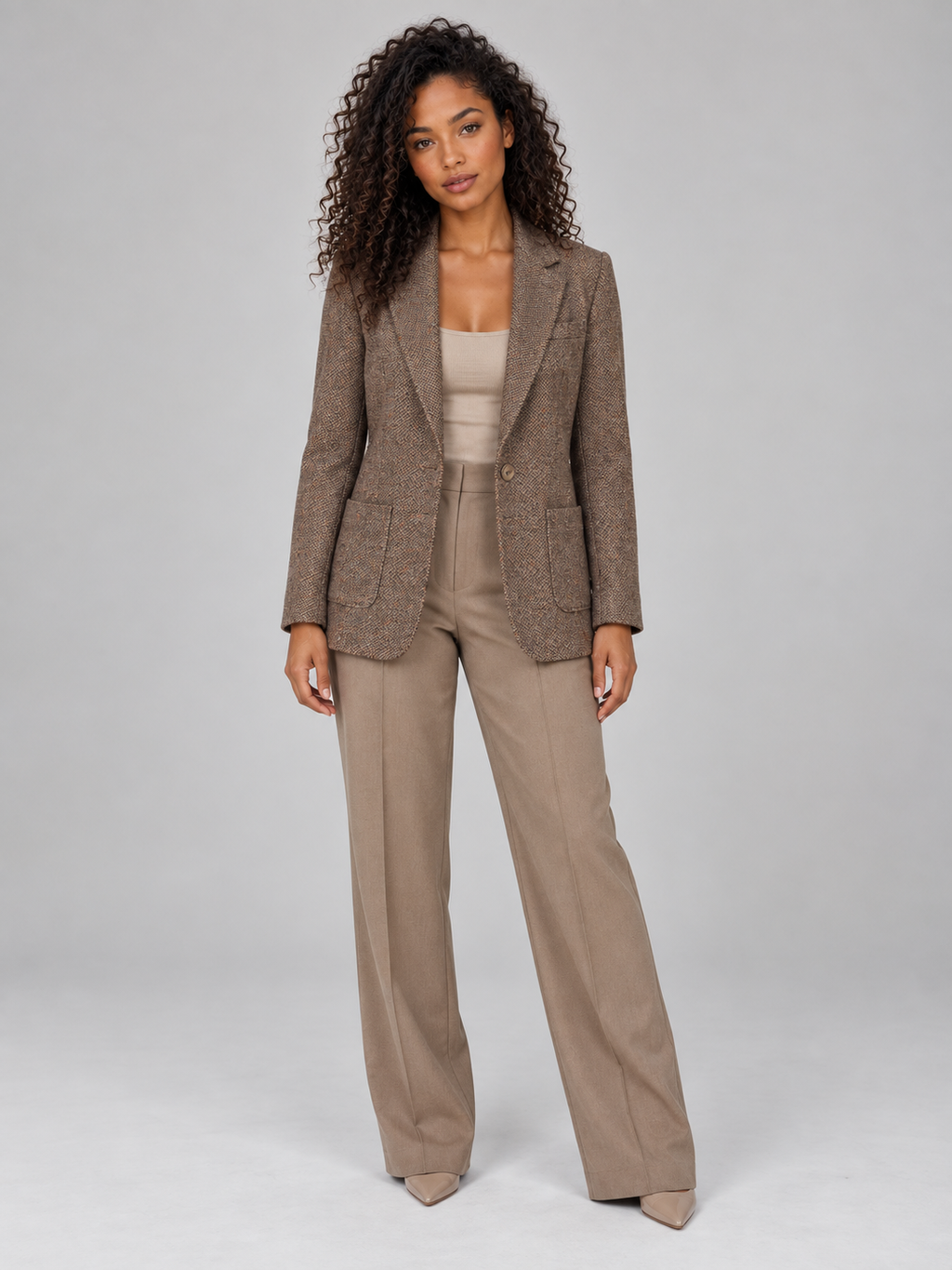 Women’s Single Breasted Tailored Blazer – Smart Casual Wool Blend Jacket