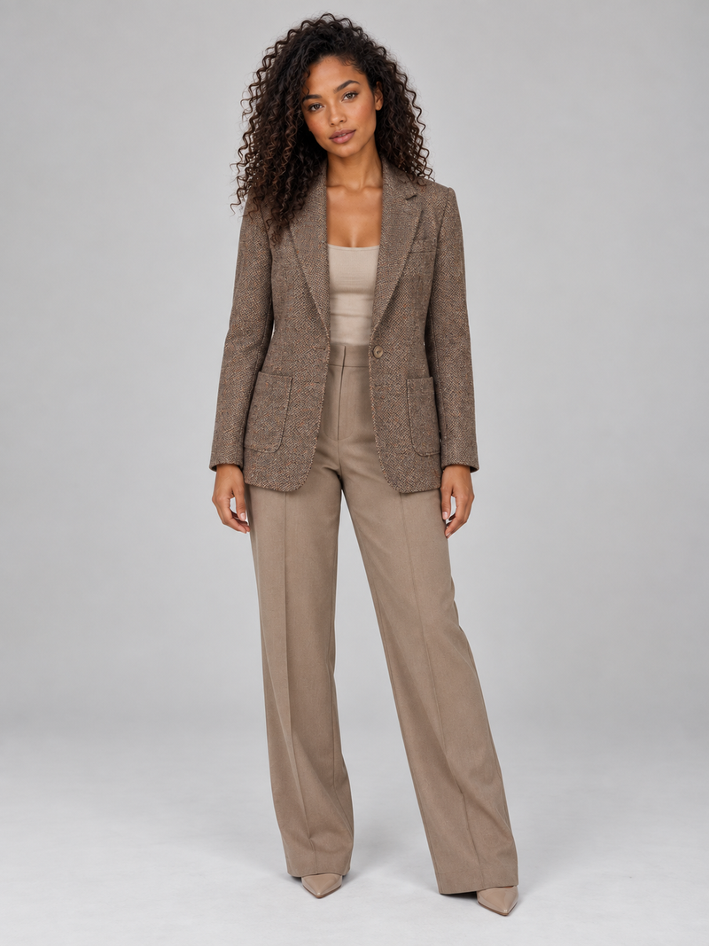 Women’s Single Breasted Tailored Blazer – Smart Casual Wool Blend Jacket