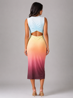 Women's Sleeveless Bodycon Midi Dress – Ruched Waist Style