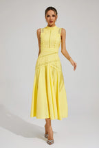 Women's Sleeveless Lace Midi Dress – Elegant Silhouette