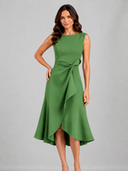 Women's Sleeveless Pleated Midi Dress – Sculpted Waist