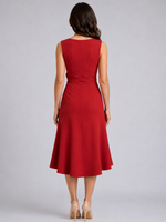 Women's Sleeveless Pleated Midi Dress – Sculpted Waist