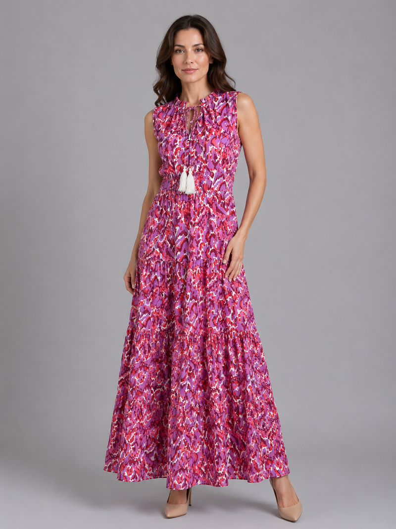Women's Sleeveless Tiered Maxi Dress – Summer Holiday Style
