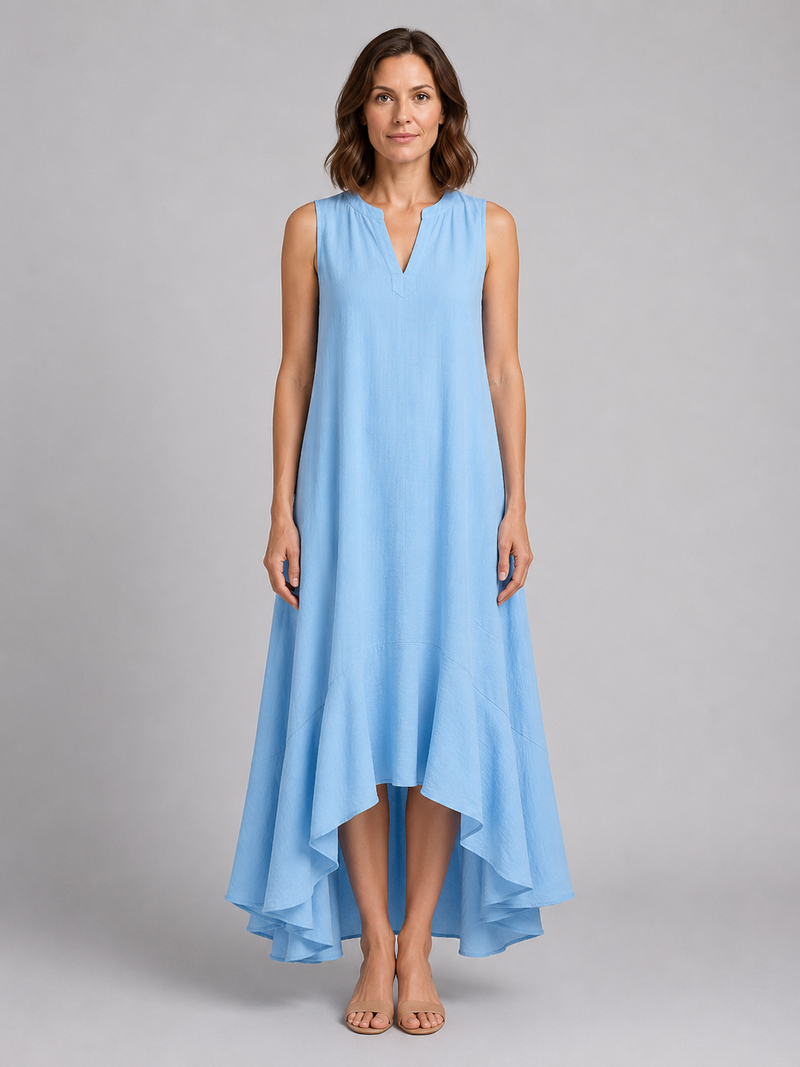 Women's Sleeveless V-Neck Maxi Dress – Flattering Flowy Fit