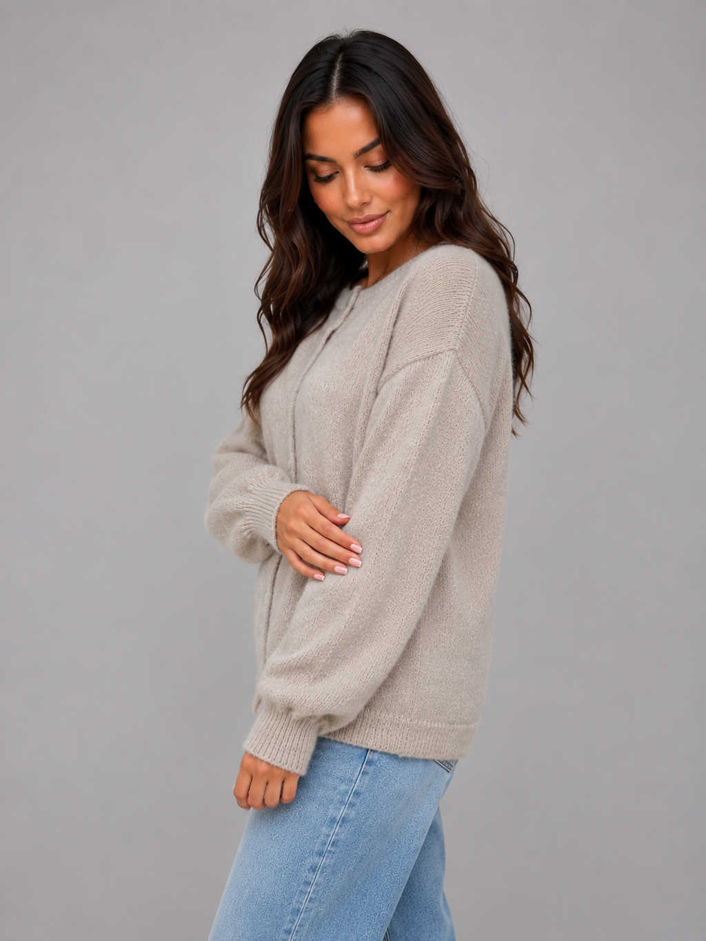 Women's Soft Knit Cardigan – Crew Neck Button Front