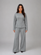Women’s Soft Lounge Co-Ord Set – Fitted Top & Wide Leg Trousers