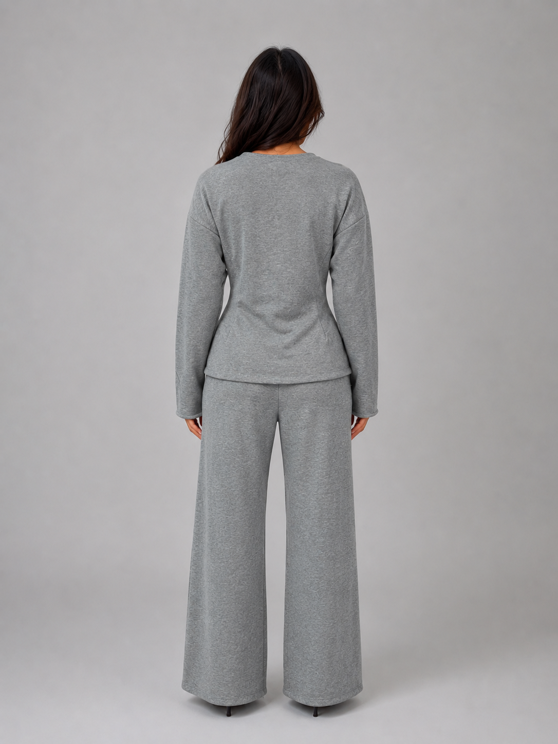 Women’s Soft Lounge Co-Ord Set – Fitted Top & Wide Leg Trousers