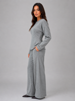 Women’s Soft Lounge Co-Ord Set – Fitted Top & Wide Leg Trousers