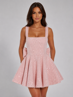 Women's Sparkly Sequin Bow Mini Dress – Cocktail Party Occasion