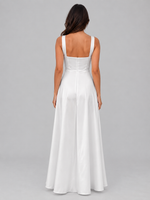 Women's Square Neck Maxi Dress – Structured Bodice A-Line Fit