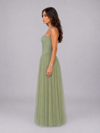 Women's Strapless Corset Tulle Maxi Dress – Sculpted Evening Gown