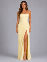 Women’s Strapless Draped Maxi Dress – Wedding Guest Gown