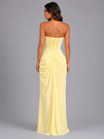 Women’s Strapless Draped Maxi Dress – Wedding Guest Gown