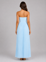 Women’s Strapless Pleated Maxi Dress – Wedding Guest Gown