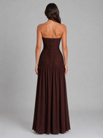 Women’s Strapless Ruched Maxi Dress – Wedding Guest Gown