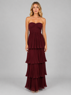 Women’s Strapless Tiered Maxi Dress – Elegant Evening Gown