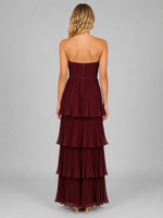 Women’s Strapless Tiered Maxi Dress – Elegant Evening Gown