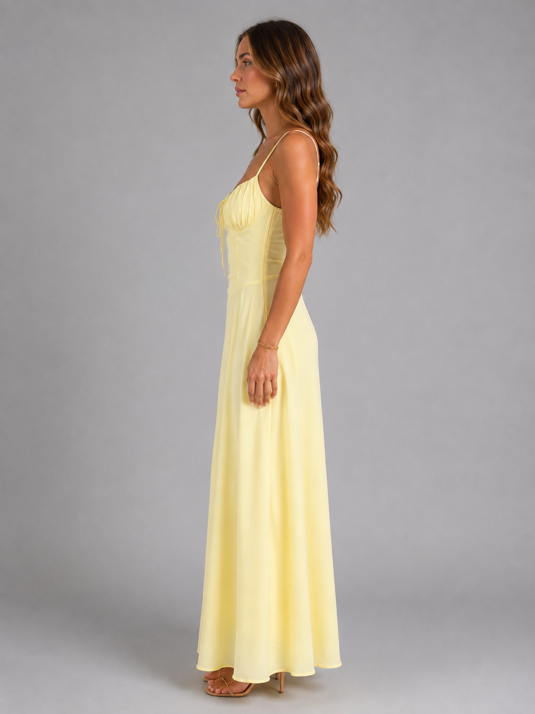 Women’s Strappy Corset Maxi Dress – Sculpted Flowing Silhouette