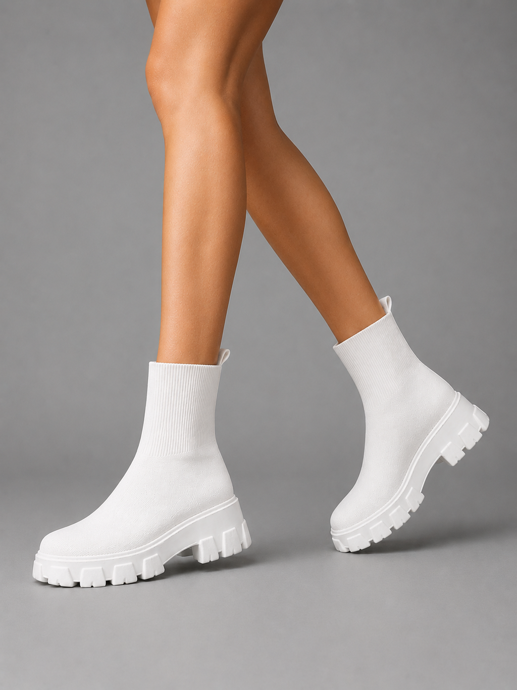 Women’s Stretch Sock Boots – Chunky Sole Everyday Winter Shoes