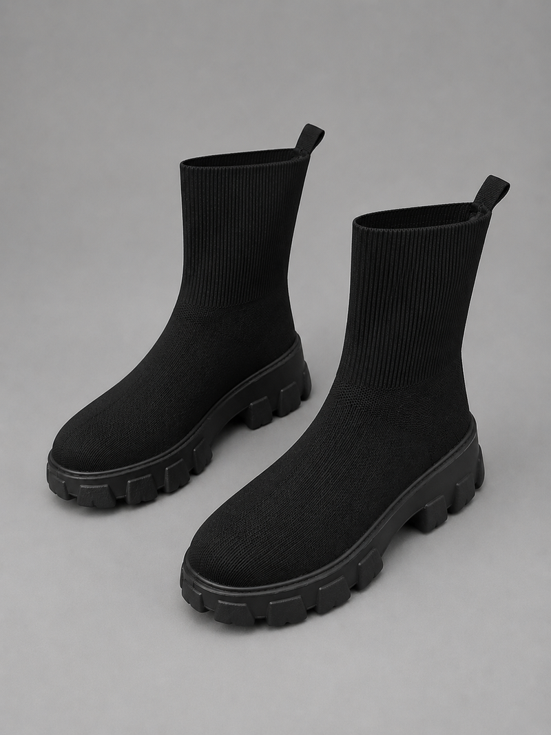 Women’s Stretch Sock Boots – Chunky Sole Everyday Winter Shoes