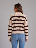Women's Striped Polo Jumper – Textured Knit Sweater