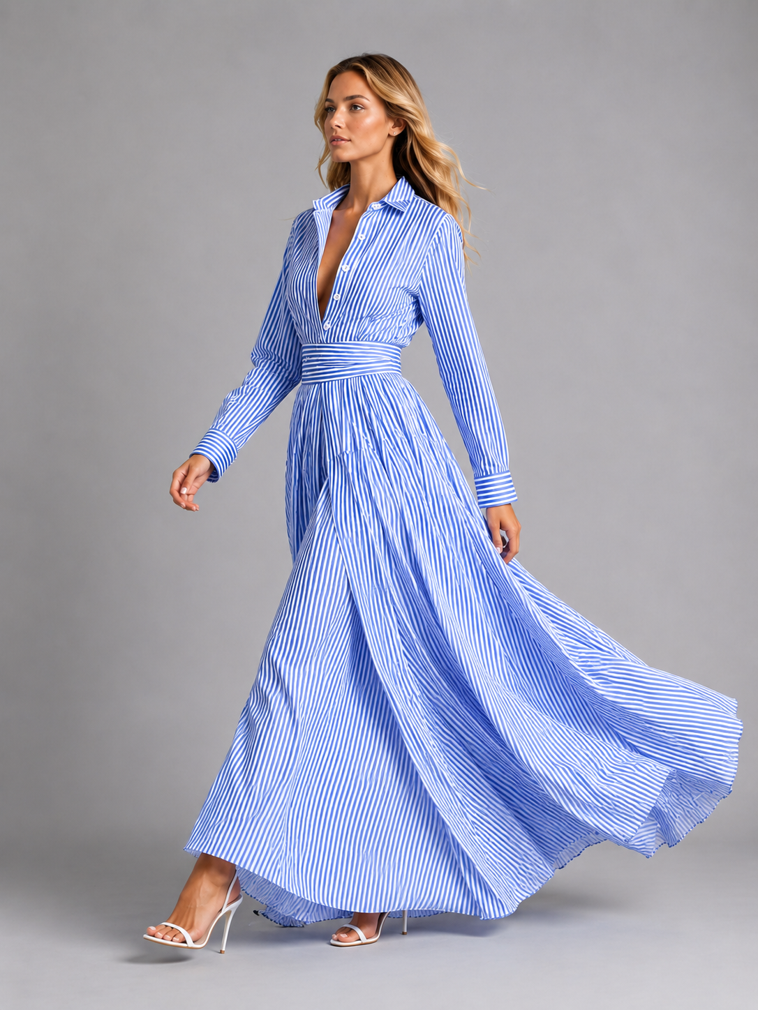 blue striped shirt dress Eliana Navy Short Designed with short cuffed sleeves Mary, Classic Shirtdress, Turquoise Stripe