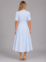 Women’s Striped Shirt Maxi Dress – Tie Waist Summer Style