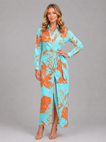 Women’s Striped Twist-Knot Midi Dress – Summer Shirt Dress