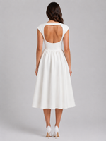 Women’s Structured Cap Sleeve Midi Dress – Elegant Occasion Style