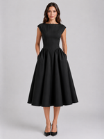 Women’s Structured Cap Sleeve Midi Dress – Elegant Occasion Style