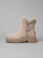 Women’s Suede Ankle Boots – Faux Fur Lined Chunky Winter Shoes