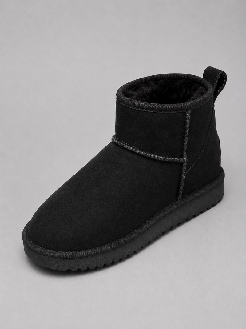 Women’s Suede Ankle Boots – Shearling Lined Winter Slip-On Shoes