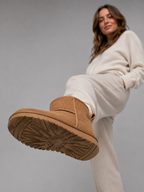 Women’s Suede Ankle Boots – Shearling Lined Winter Slip-On Shoes