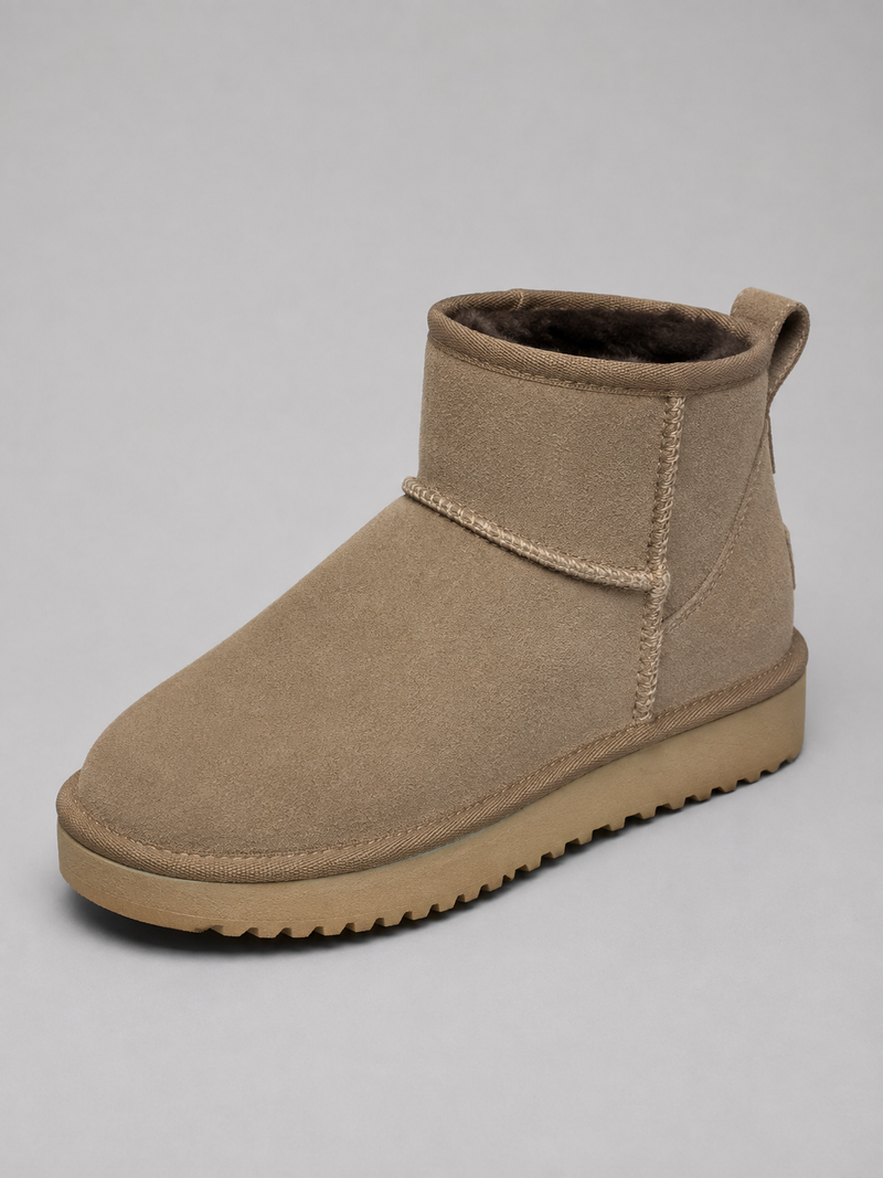 Women’s Suede Ankle Boots – Shearling Lined Winter Slip-On Shoes