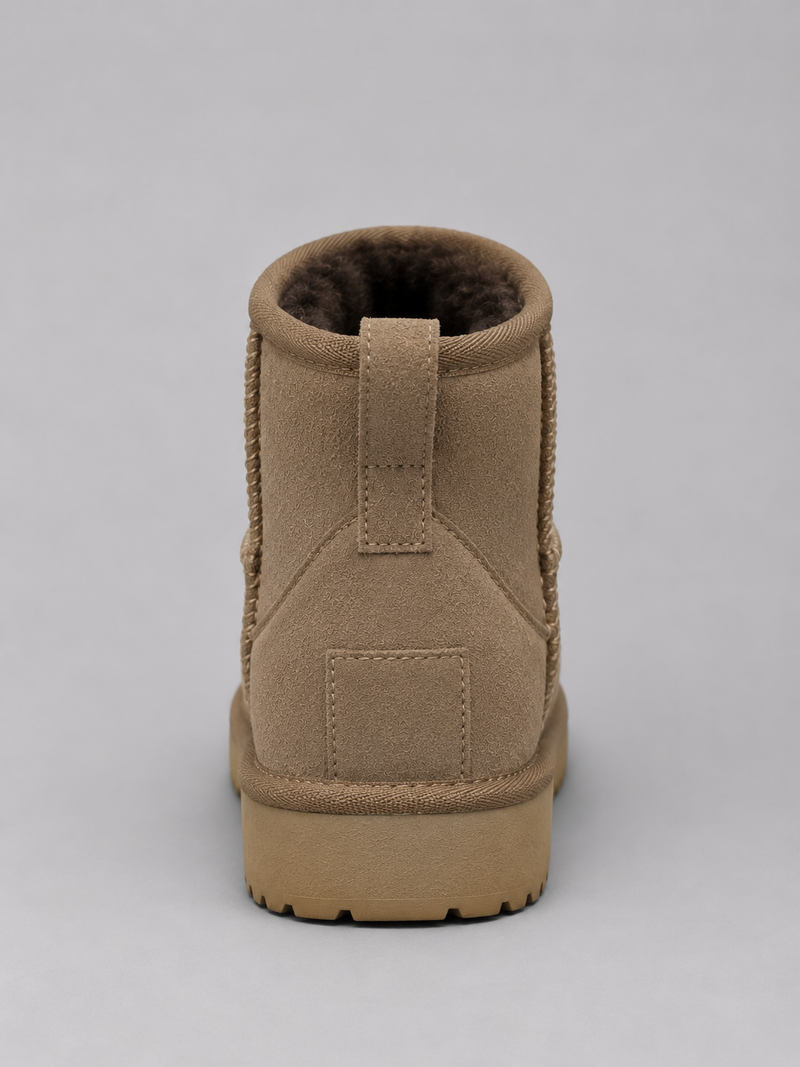 Women’s Suede Ankle Boots – Shearling Lined Winter Slip-On Shoes