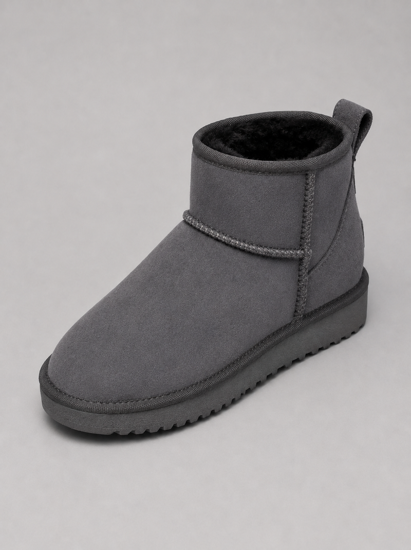 Women’s Suede Ankle Boots – Shearling Lined Winter Slip-On Shoes