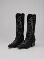 Women’s Suede Cowboy Boots – Western Block Heel Style
