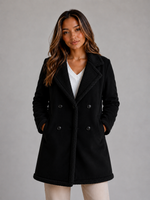Women’s Suede Look Shearling Coat – Longline Teddy Trim Jacket