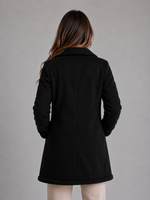 Women’s Suede Look Shearling Coat – Longline Teddy Trim Jacket