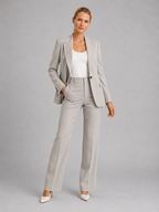 Women’s Tailored Blazer & High-Waist Trousers Set – Elegant Structured Suit