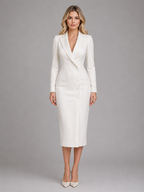 Women’s Tailored Blazer Midi Dress – Formal Business Style