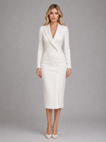 Women’s Tailored Blazer Midi Dress – Formal Business Style