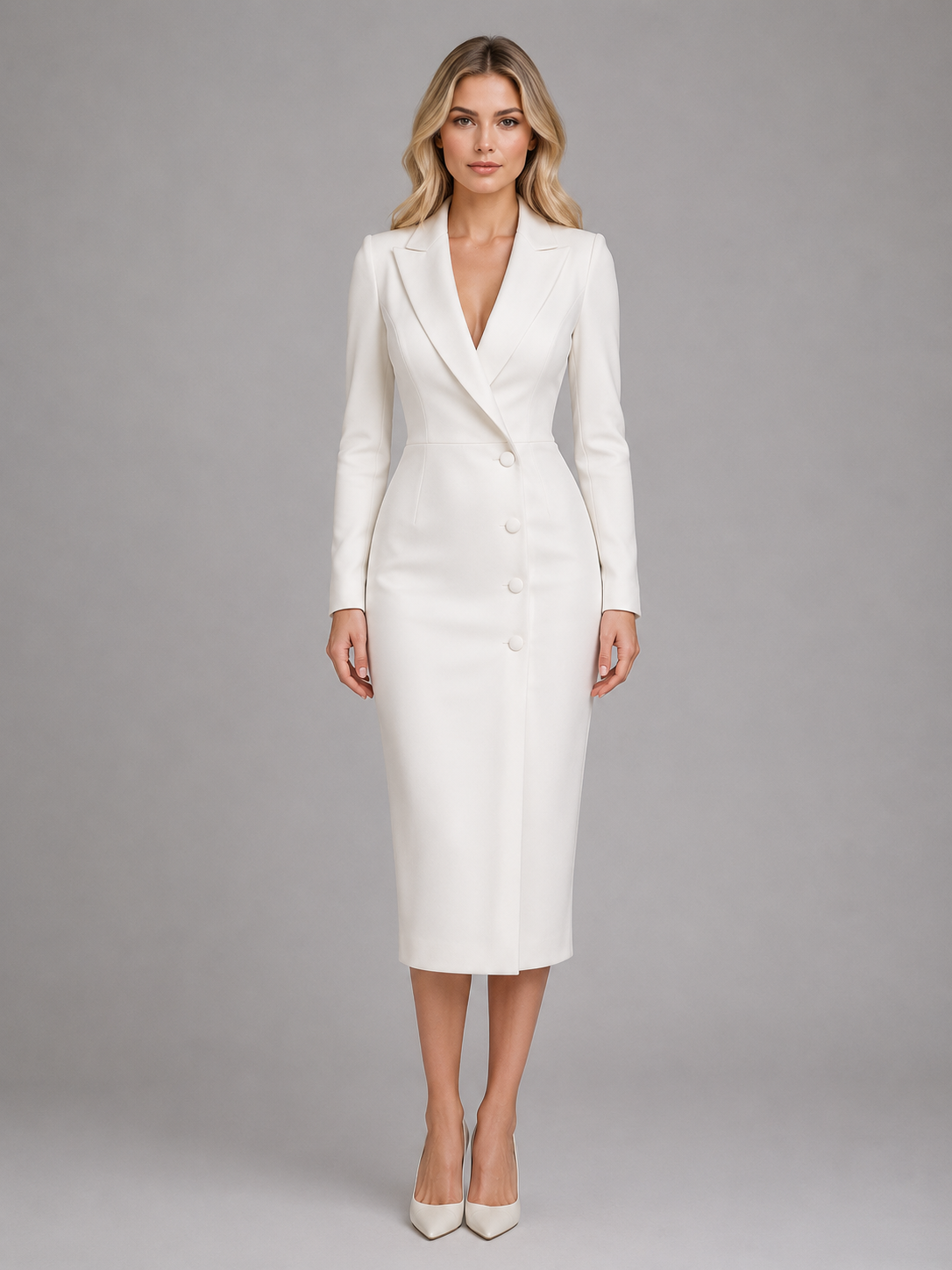 Women's Tailored Blazer Midi Dress – Formal Business Style – Montleigh