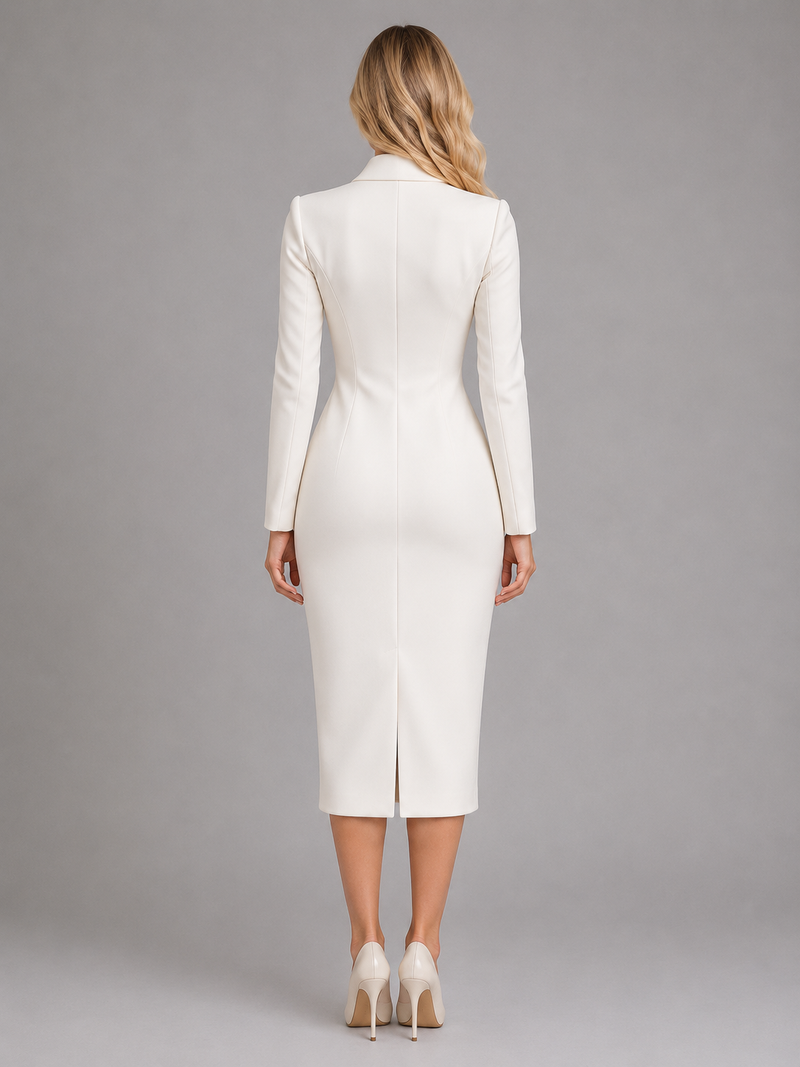 Women's Tailored Blazer Midi Dress – Formal Business Style – Montleigh