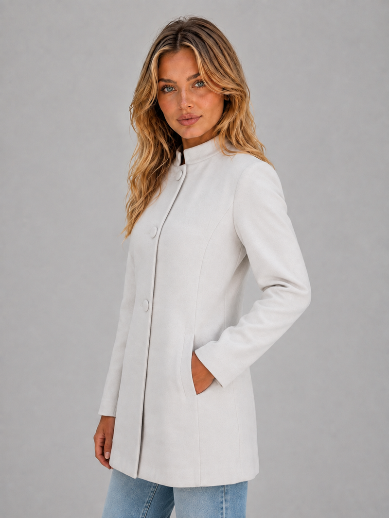 Women’s Tailored Coat – Button Front Longline Jacket