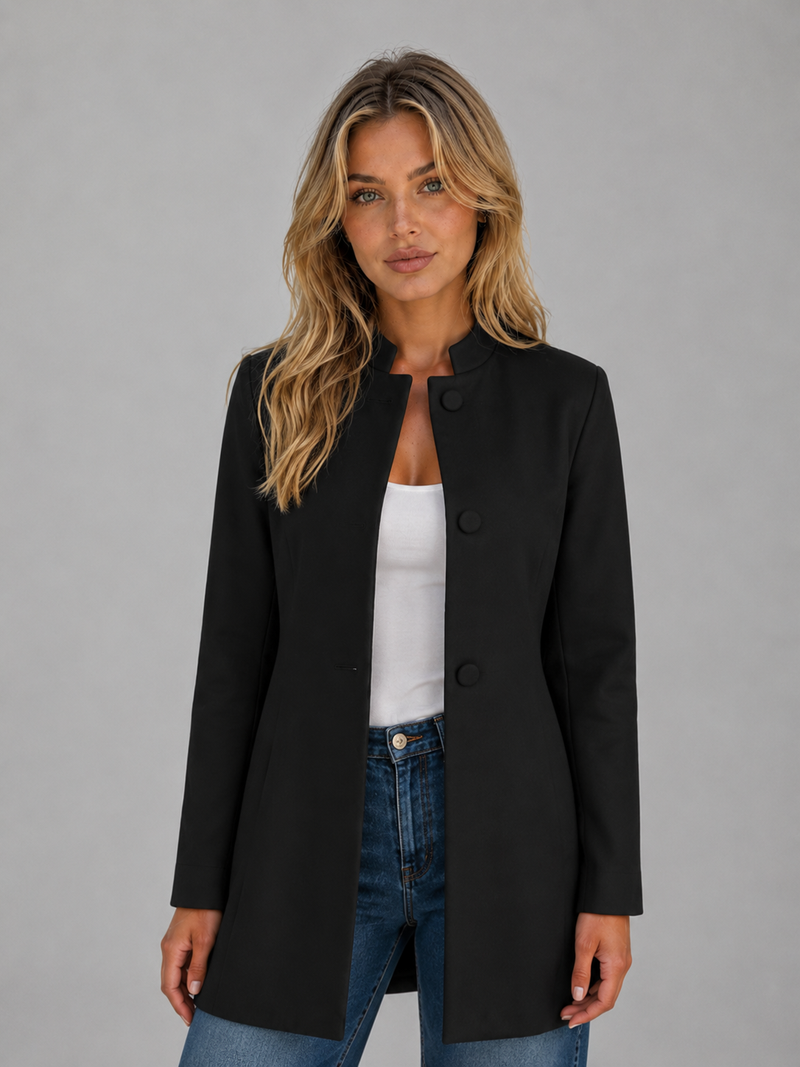 Women’s Tailored Coat – Button Front Longline Jacket