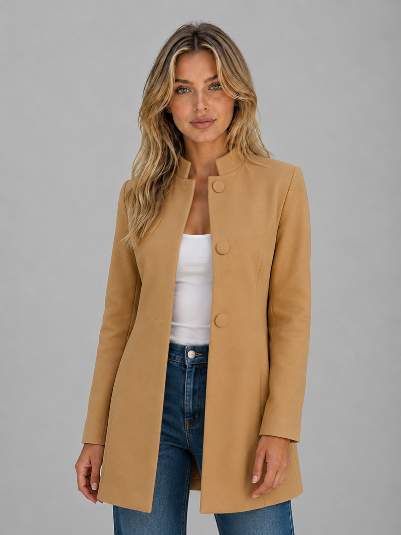 Women’s Tailored Coat – Button Front Longline Jacket
